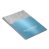 Moderne Silver Glitzer Tropfen Light Blue Notizblock (Rechte Seite)