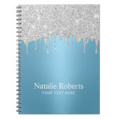 Moderne Silver Glitzer Tropfen Light Blue Notizblock (Vorderseite)