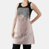 Moderne Silver Glitzer Tropfen Rose Gold Monogram Schürze (InSitu)