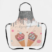 Moderne Silver Glitzer Tropfen Süßigkeiten Eis Schürze (Vorderseite)