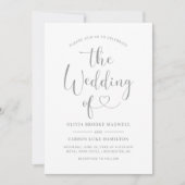 Moderne Silver Heart Calligraphy Script Wedding Einladung (Vorderseite)