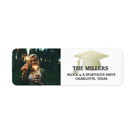 Moderne Silver Imitate Foil Abschluss Hat Foto (Vorne)