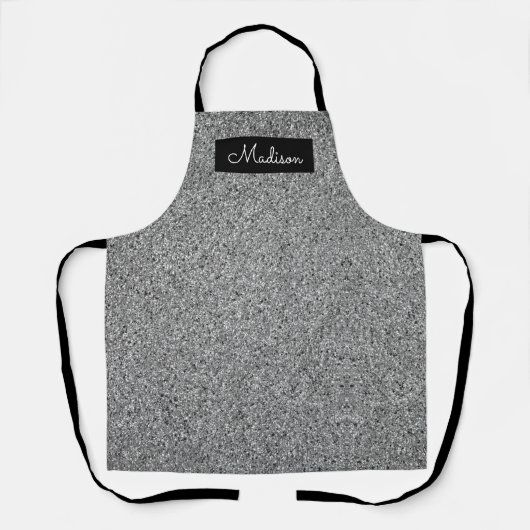 Moderne Silver Imitats Glitzer Sparkasse Personali Schürze (Vorderseite)