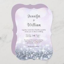 Moderne Silver Lila Glitzer Script Wedding