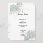 Moderne Silver Lilac Lila, blumengeschmückte ELEGA Einladung (Vorne/Hinten)