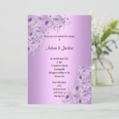 Moderne Silver Lilac Lila, blumengeschmückte ELEGA Einladung (Stehend Vorderseite)