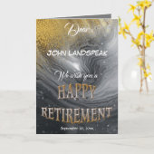 Moderne Silver Marble Gold Glitzer Happy Retiremen Karte (Gelbe Blume)