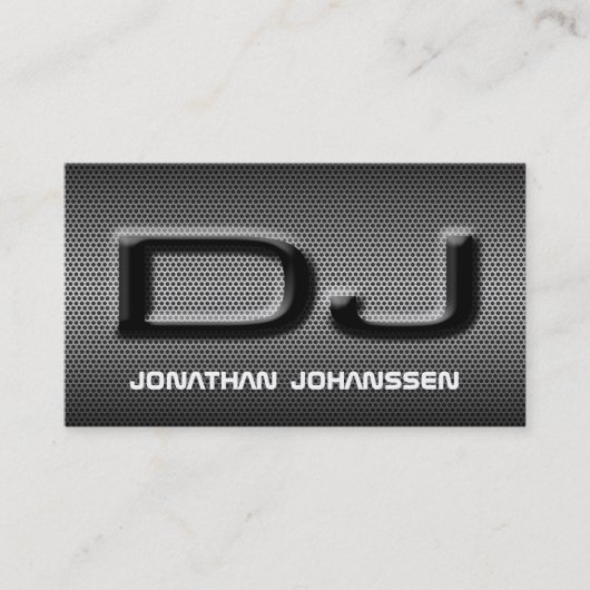Moderne Silver Metal Beruflich DJ Business Card Visitenkarte (Vorderseite)