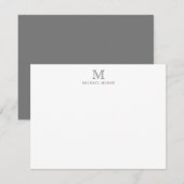 Moderne Silver Minimalistisch Name Monogram Note C Mitteilungskarte (Vorne/Hinten)