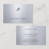 Moderne Silver Monogram Elegant Beruflich Schlicht Visitenkarte (Vorne/Hinten)