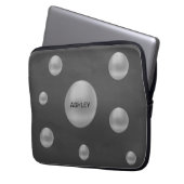 Moderne Silver Polka Dots auf Grau Laptopschutzhülle (Vorderseite Links)