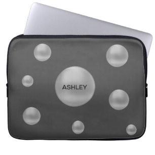 Moderne Silver Polka Dots auf Grau Laptopschutzhülle