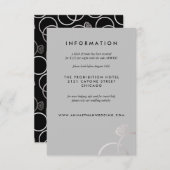 Moderne Silver Rings Gray Wedding Information Card Begleitkarte (Vorne/Hinten)
