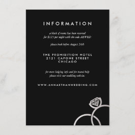 Moderne Silver Rings Wedding Information Card Begleitkarte