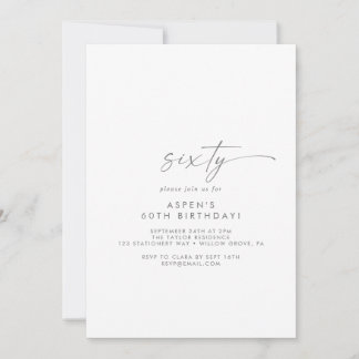 Moderne Silver Script 60. Geburtstagsparty Einladung