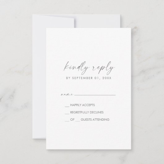Moderne Silver Script Simple RSVP Card Karte (Vorderseite)