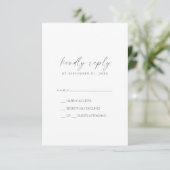 Moderne Silver Script Simple RSVP Card Karte (Stehend Vorderseite)