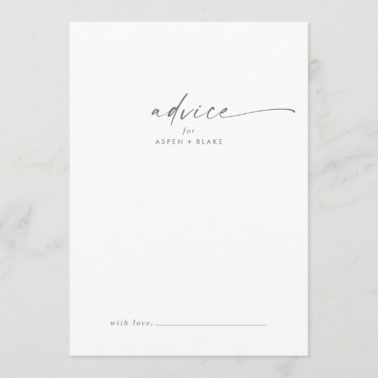 Moderne Silver Script Wedding Advice Card Hinweiskarte (Vorderseite)