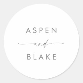 Moderne Silver Script Wedding Umschlag Aufkleber