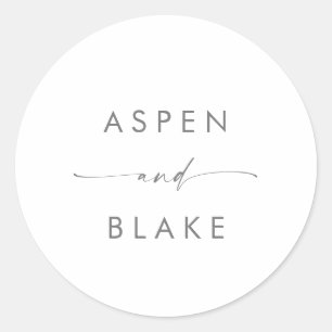 Moderne Silver Script Wedding Umschlag Aufkleber