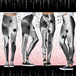 Moderne Silver Shimmer schatten kühne schwarze Sta Leggings