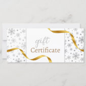 Moderne Silver Snowflakes Gold Ribbon Geschenkkart (Vorderseite)