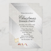 Moderne Silver Stripes Klassisches Liner Weihnacht Einladung (Vorne/Hinten)