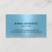 Moderne Silver Tropfens Blue Pastry Koch Bäckerei Visitenkarte (Rückseite)