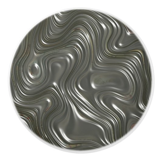 Moderne Silver Waves Door Knobs Keramik Zeichnete  Keramikknauf (Vorderseite)