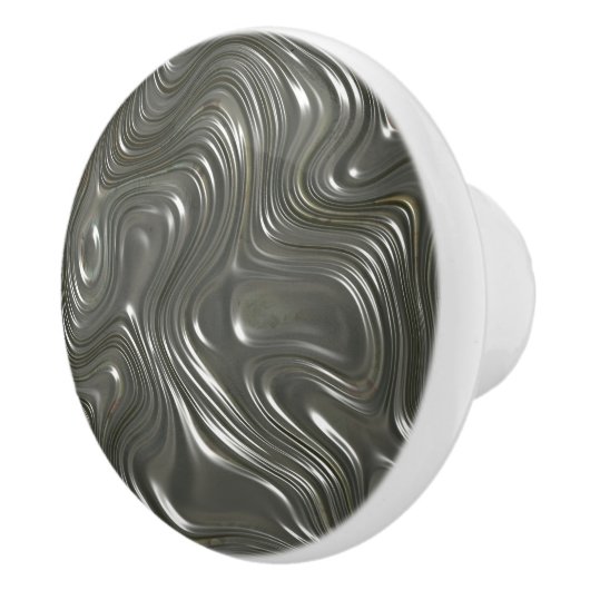 Moderne Silver Waves Door Knobs Keramik Zeichnete Keramikknauf (Rechts)