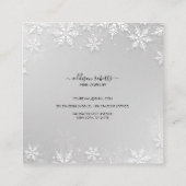 Moderne Silver Winter Schneeflocken Quadratische Visitenkarte (Rückseite)