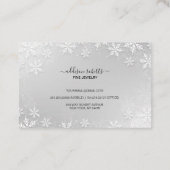 Moderne Silver Winter Schneeflocken Visitenkarte (Rückseite)