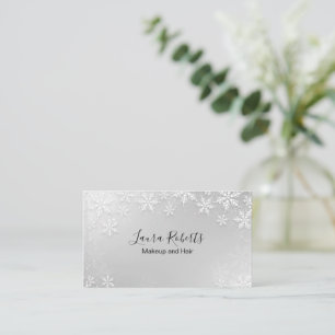 Moderne Silver Winter Snowflakes Business Card Visitenkarte