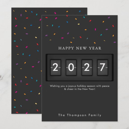 Moderne Silvester Einfache Countdown Konfetti (Vorne/Hinten)