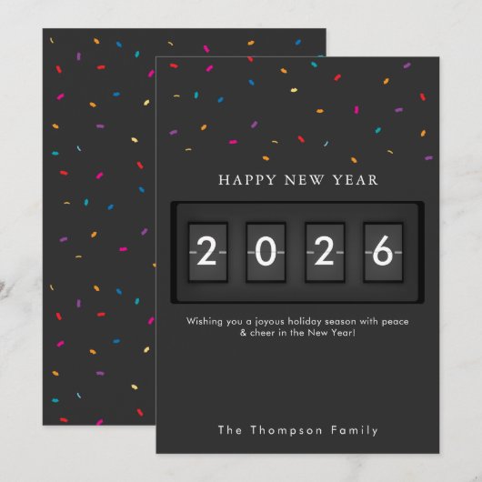 Moderne Silvester Einfache Countdown Konfetti (Vorne/Hinten)
