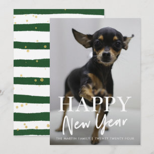 Moderne Silvester-Schrift Streifen Ein Foto Feiertagskarte