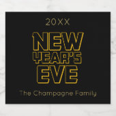 Moderne Silvesterparty Schaumweinetikett (Einzelnes Label)