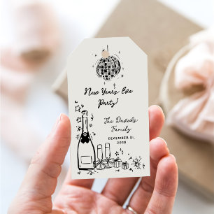 Moderne Silvesterparty von Hand gezeichnet Geschenkanhänger