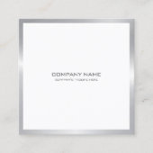 Moderne silvfarbene Grenze in weiß Quadratische Visitenkarte (Vorderseite)