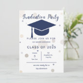 Moderne Simple 2 Foto Blue Graduation Party Einladung (Stehend Vorderseite)