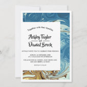 Moderne Simple Blue Abstrakt Art Typografy Wedding Einladung (Vorderseite)