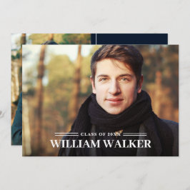 Moderne Simple Navy 2 FOTO Graduation Party Einladung