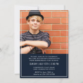 Moderne Simple Navy 2 FOTO Graduation Party Einladung (Rückseite)