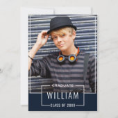 Moderne Simple Navy 2 FOTO Graduation Party Einladung (Vorderseite)