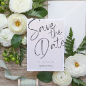 Moderne SImple Pink-Kalligraphie Save the Date Einladung