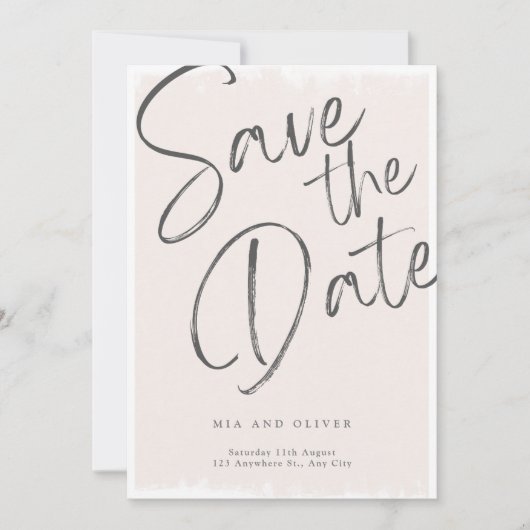 Moderne SImple Pink-Kalligraphie Save the Date Einladung (Vorderseite)