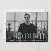 Moderne "Simplicity Sky Blue Foto Graduation Party Einladung (Vorderseite)