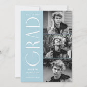 Moderne "Simplicity Sky Blue Foto Graduation Party Einladung (Vorderseite)