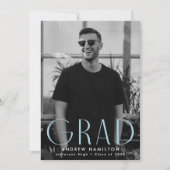 Moderne "Simplicity Sky Blue Foto Graduation Party Einladung (Vorderseite)