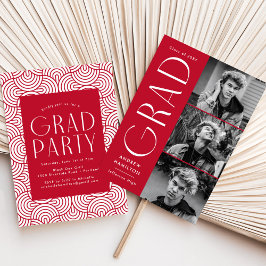 Moderne Simplizität Red 3 Foto Graduation Party Einladung